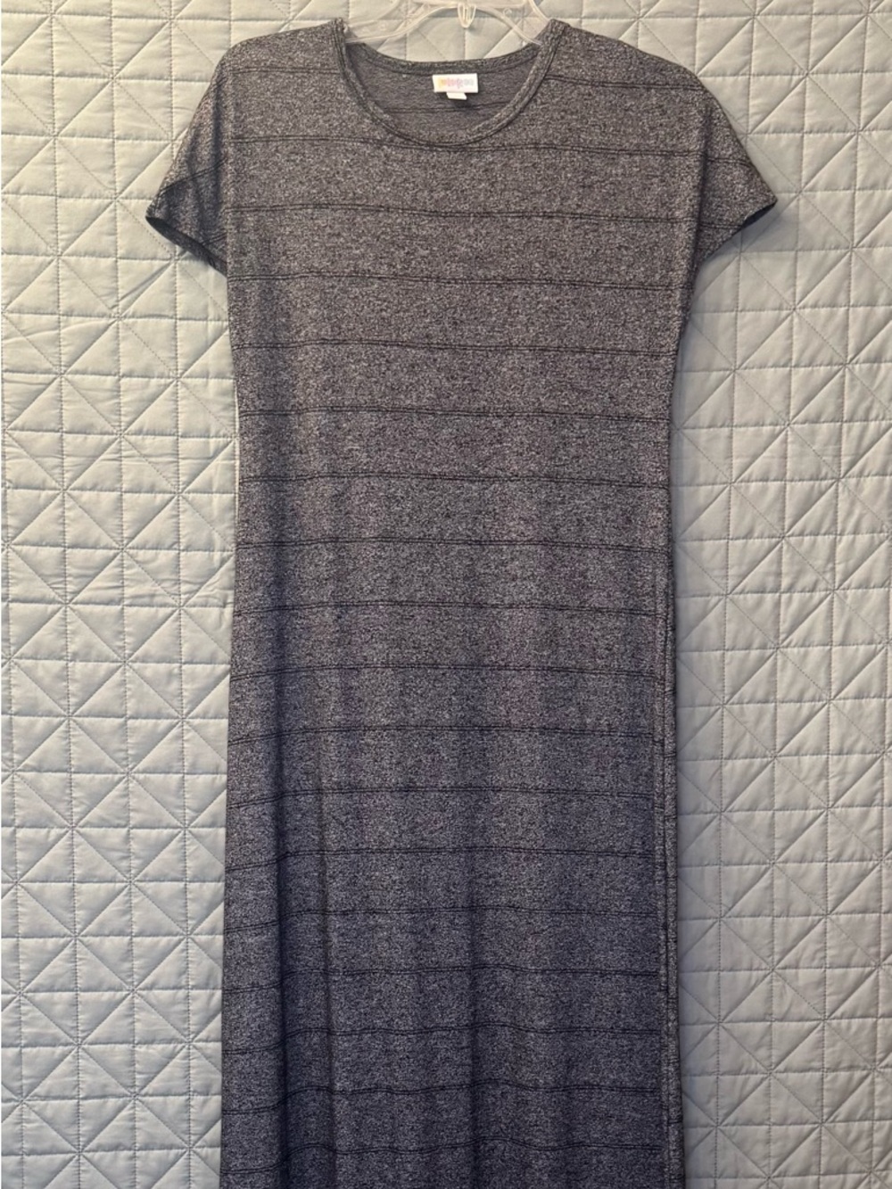 LuLaRoe Maria Heather Gray Striped Maxi Dress